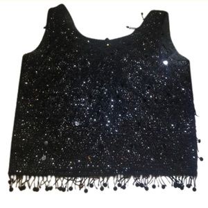 Vintage Black Hong Kong Beaded Shirt Top